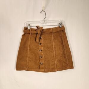 AMERICAN EAGLE Camel Brown Earthy Neutral Gobllincore Corduroy Mini Skirt Sz 4R